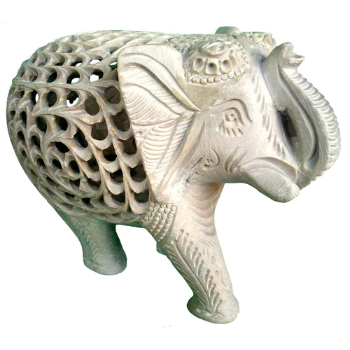 StonKraft Marble Soapstone Carved Elephant - Baby Inside Mother's Tummyarble Soapstone Carved Elephant - Baby Inside Mother's Tummy (5