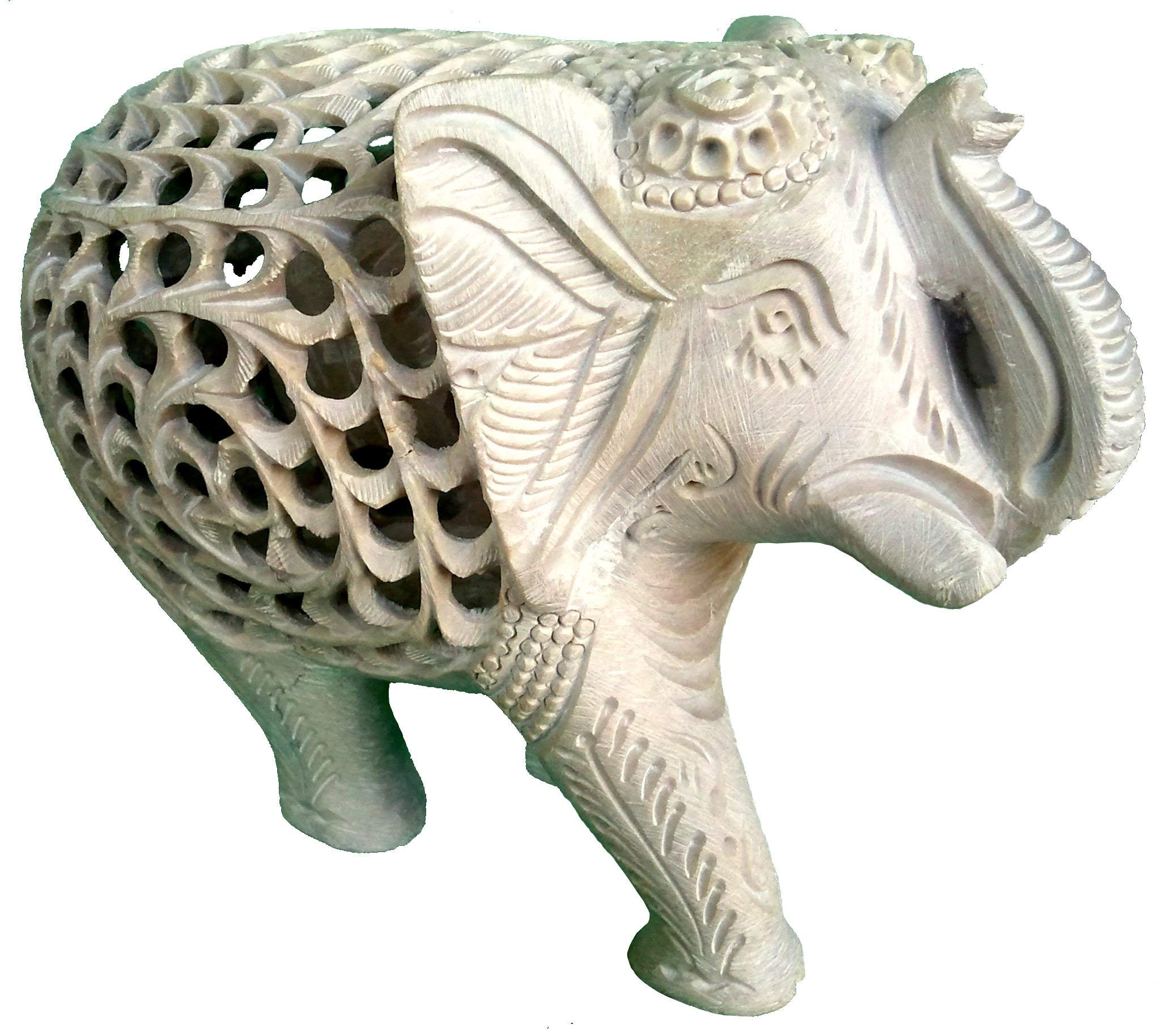 StonKraft Marble Soapstone Carved Elephant - Baby Inside Mother's Tummyarble Soapstone Carved Elephant - Baby Inside Mother's Tummy (5" inches)