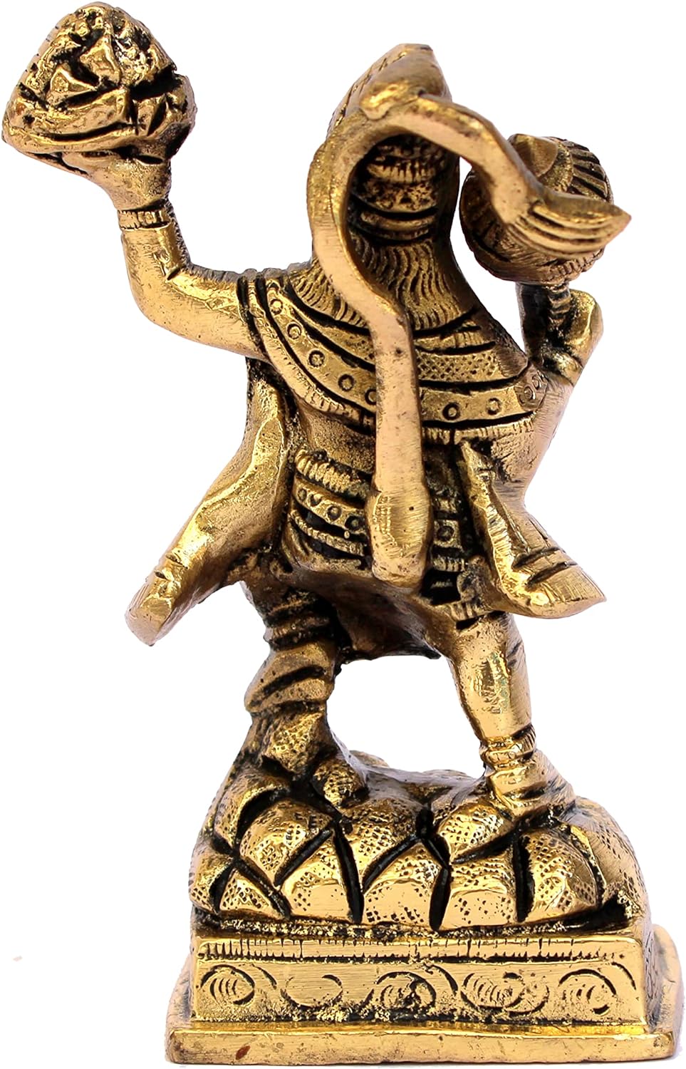 ESPLANADE Brass Hanuman Bajrangbali Anjeneya Pavan Putra Murti Idol Statue Murti Figurine - Home Decor - Golden - 4" Inches