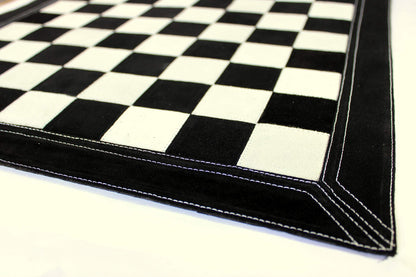 Stonkraft - 19" x 19" - Genuine Suede Leather Chess Board - Black | Roll-up Chess | Tournament Chess