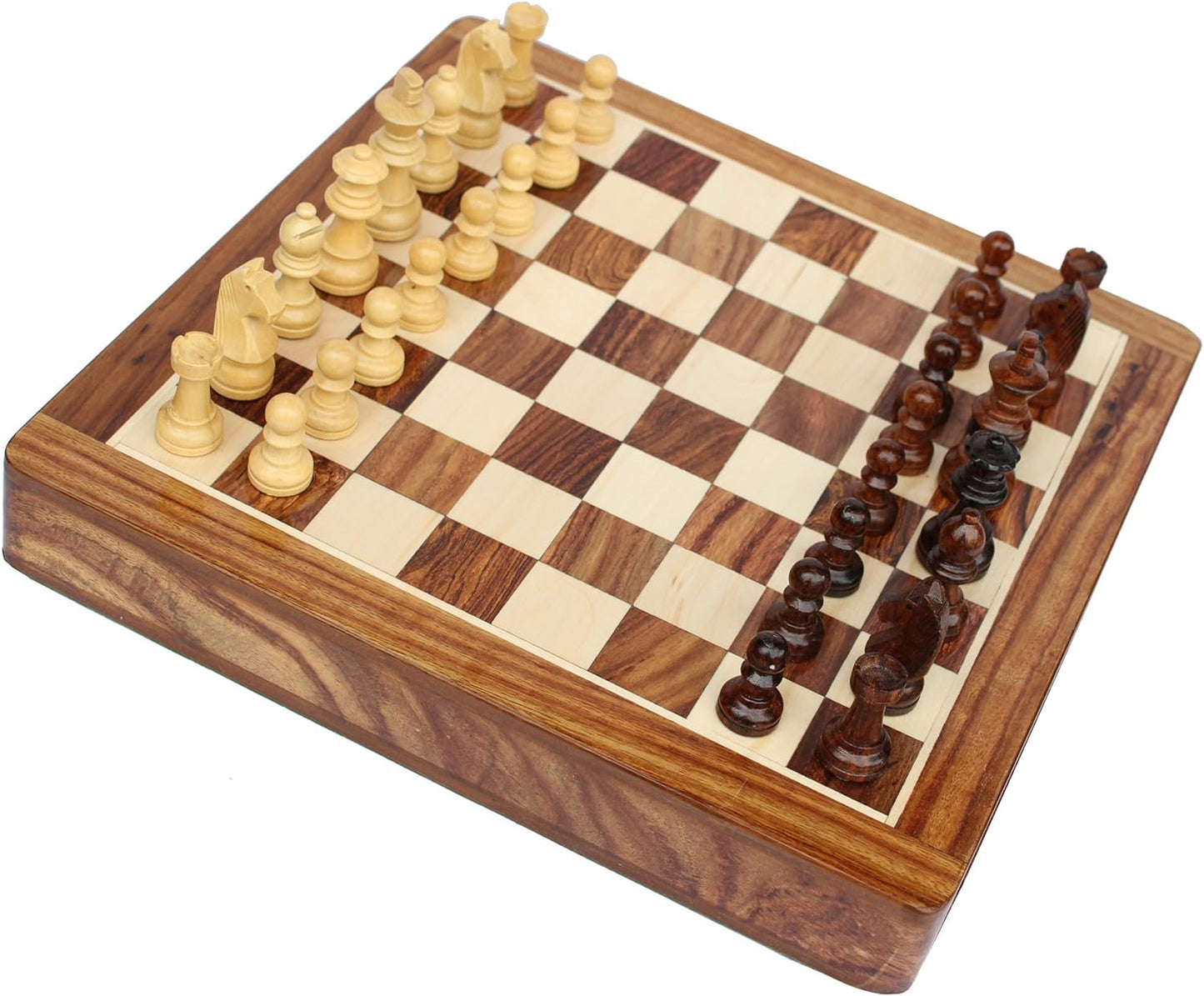 Limited Stock - Chess Set 12x12 Magnetic Chess Set Standard Board Game with Chessmen Storage Drawer Handmade in Fine Wood - Non-Folding