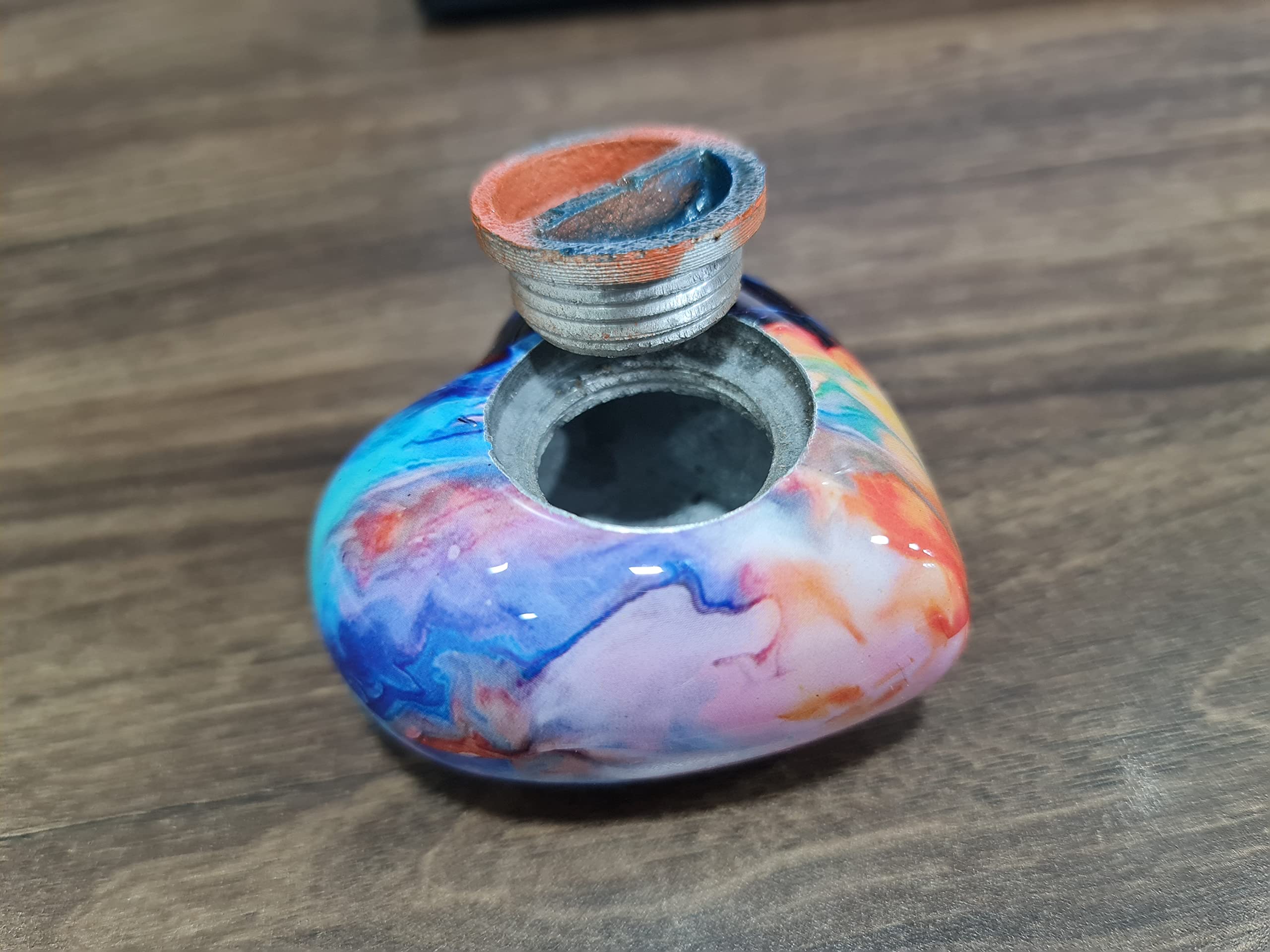 eSplanade Metal Mini Cremation Urn Heart-shaped Keepsake Memorial Jar Pot Container | Small Urn for Funeral Ashes Burial | Wave Textured Metal Keepsake with Stand | Multicolor