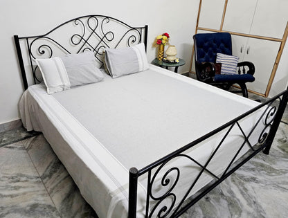 Premium 100% Cotton King Size Bedsheet Set - Minimalist Design - 110 x 105 Inches, with 2 Pillow Covers - 29 x 20 Inches (Gray)