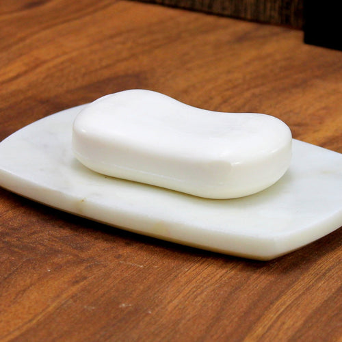 KLEO - White Marble Stone Soap Dish Bath Accessories for Bath, Tub or Wash Basin