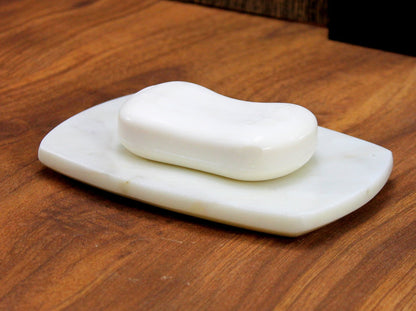 KLEO - White Marble Stone Soap Dish Bath Accessories for Bath, Tub or Wash Basin