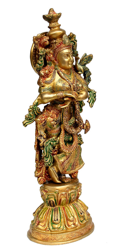 eSplanade - Brass Radha Krishna - Big Size - Brass Radha Idol Statue Sculpture (21") (Krishna Antique)