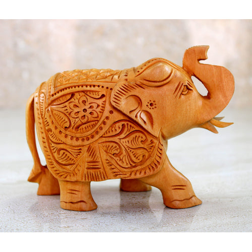 eSplanade Wooden Elephant Sculpture or Showpiece Baby Inside Mother's Tummy Feng Shui Vastu Brings Goodluck Home Decor (Large)