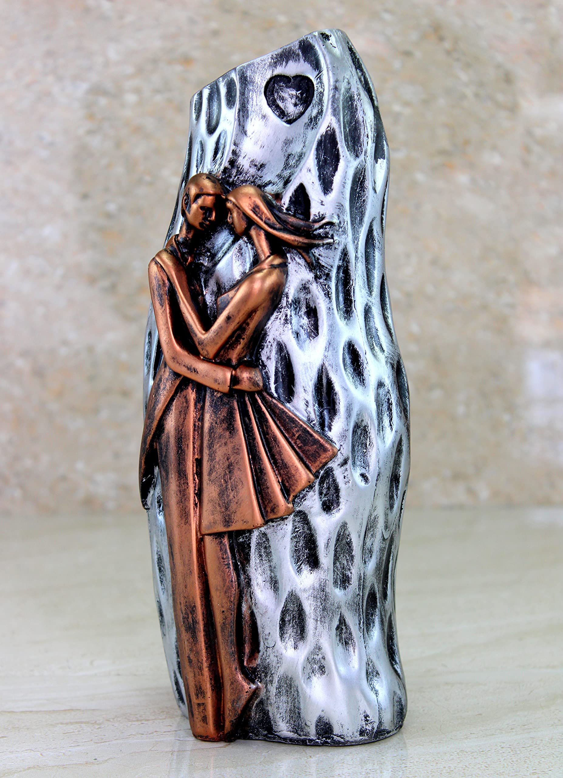 eSplanade Resin Flower Vase Flower Pot Holder Decorative Showpiece - Home Decor - Copper-Grey - 9.5" Inches