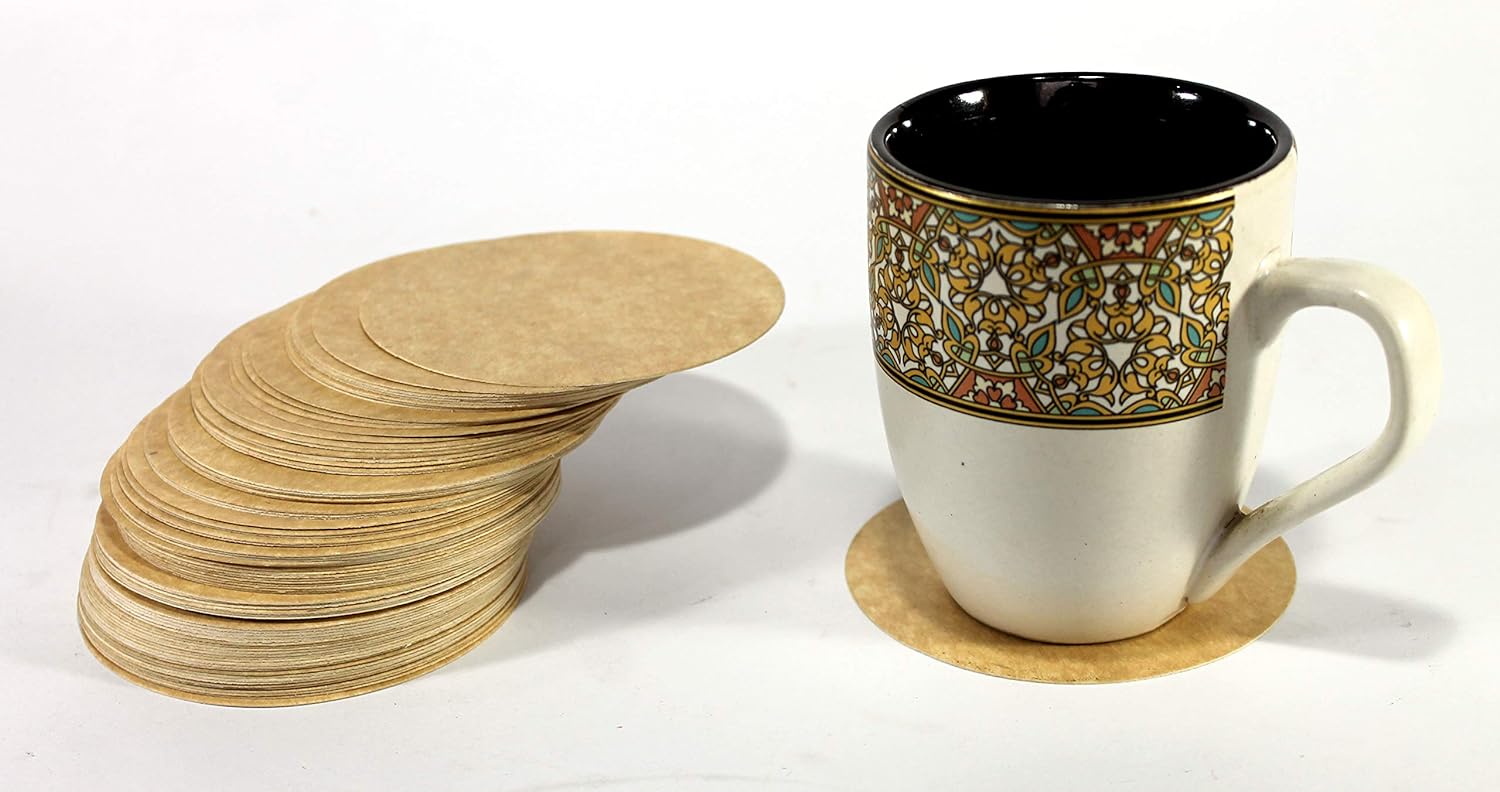 eSplanade Disposable Coaster - Made of Paper (Set of 100) - Use and Throw Reversible Coasters - Perfect for Bar, Hotel, Restaurant purpose & Parties (Brown Round & Square)