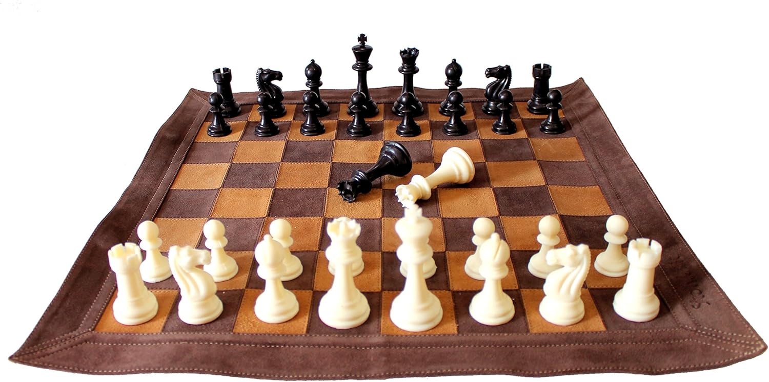 StonKraft - Big Size 19" x 19" Genuine Leather Chess Board | Roll-up Tournament Chess
