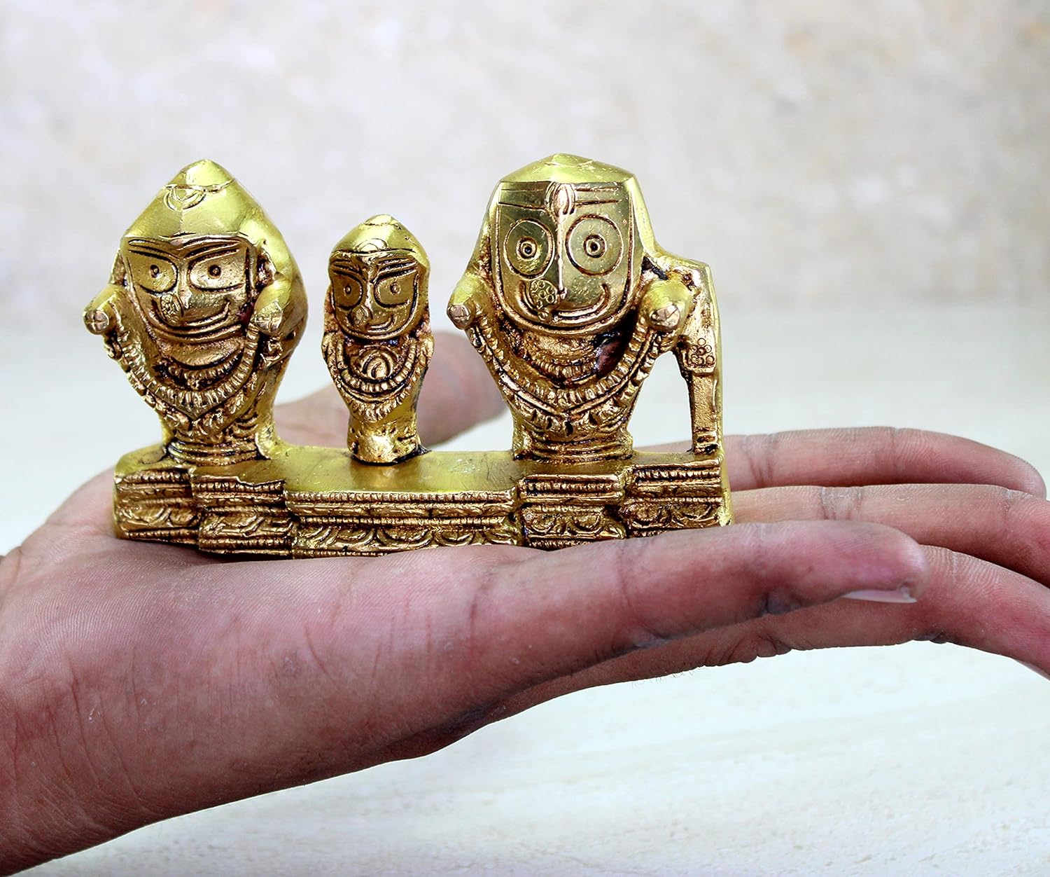eSplanade Brass Lord Puri Jagannath, Balaram and Subhadra maa Idol for Decor Idol Murti Statue - 2.75 & 5.25 inches