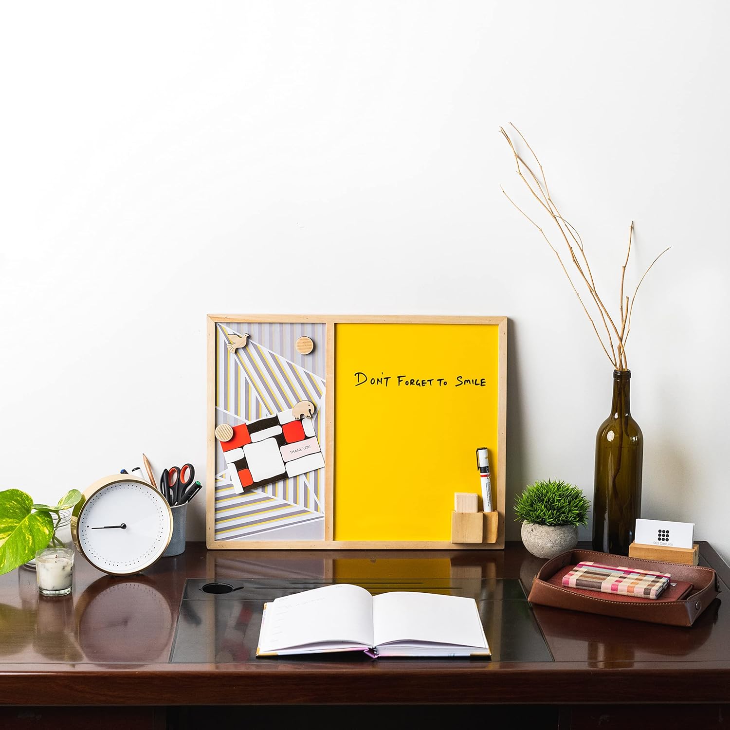 IVEI Combination Board with Magnet Board & Whiteboard -Innovative Organizer for Kids and Adults with Magnets- To Do Boards, Best Gift for Home, Office, School- Green, Yellow