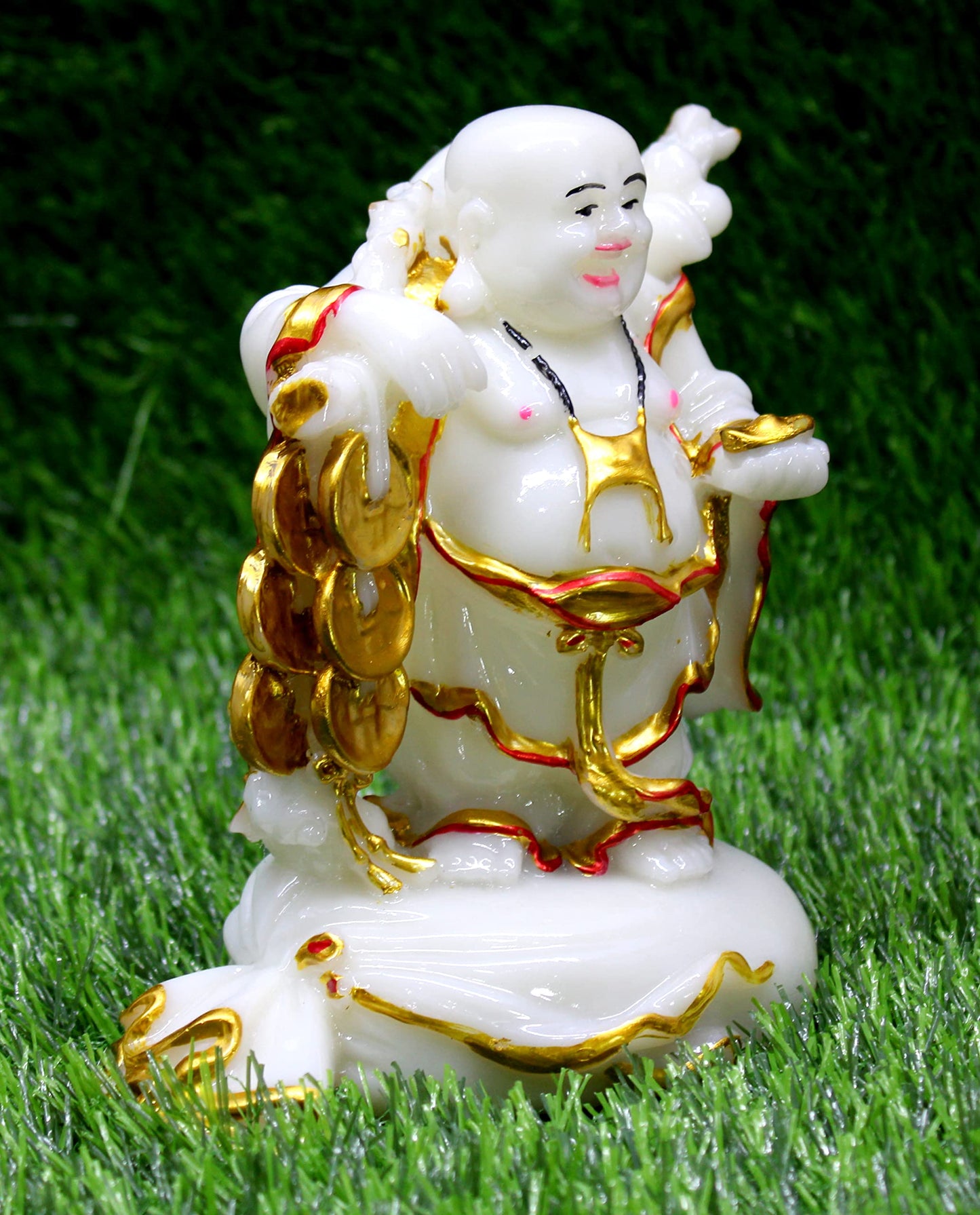 eSplanade Laughing Buddha Statue for Money, Wealth & Good Luck | Resin Home Decor Item for Living Room, Office Table Desk, Shelf | Feng Shui Showpiece, Idol & Figurine | House Warming Gift, 6.5"