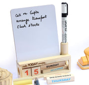 IVEI Wooden Endless Desk Calendar with Whiteboard | Perpetual Calendar Set for Desk Decor, Study Room