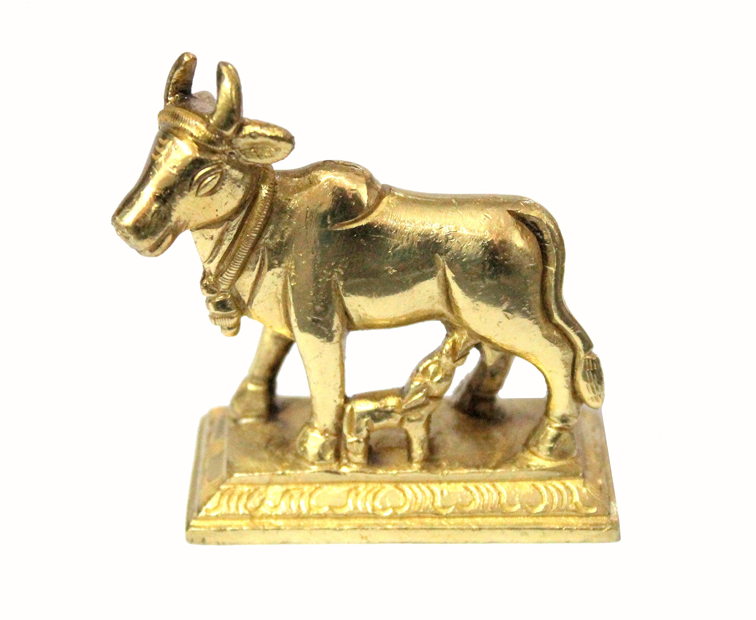 StonKraft Brass Kamdhenu Kamadhenu Idol Murti Statue 2.5 & 6.5"