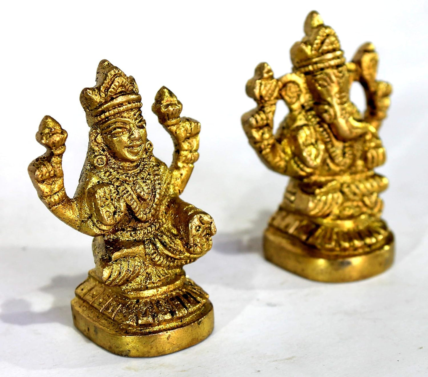 StonKraft - 2.25" (SMALL SIZE) - Ganesh Laxmi Idol - Beautiful Ganesh Ganpati Ganesha Laxmi Lakshmi Brass Sculpture for Deepawali Diwali Puja