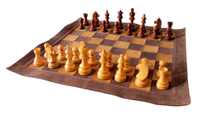 StonKraft - Big Size 19" x 19" Genuine Leather Chess Board | Roll-up Tournament Chess | Black