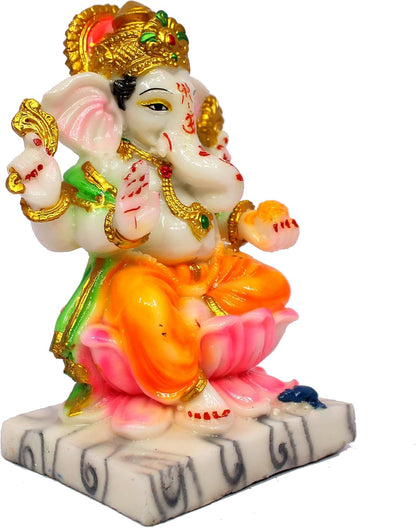 eSplanade Ganesha Ganesh on Lotus Murti Idol Statue Sculpture Figurine - Resin - Multi - 7" Inches