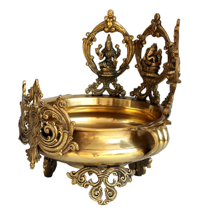 eSplanade - Brass Laxmi Ganesh Saraswati Urli Traditional Bowl Showpiece - 14" Inches | Home Decor | Vastu for Home