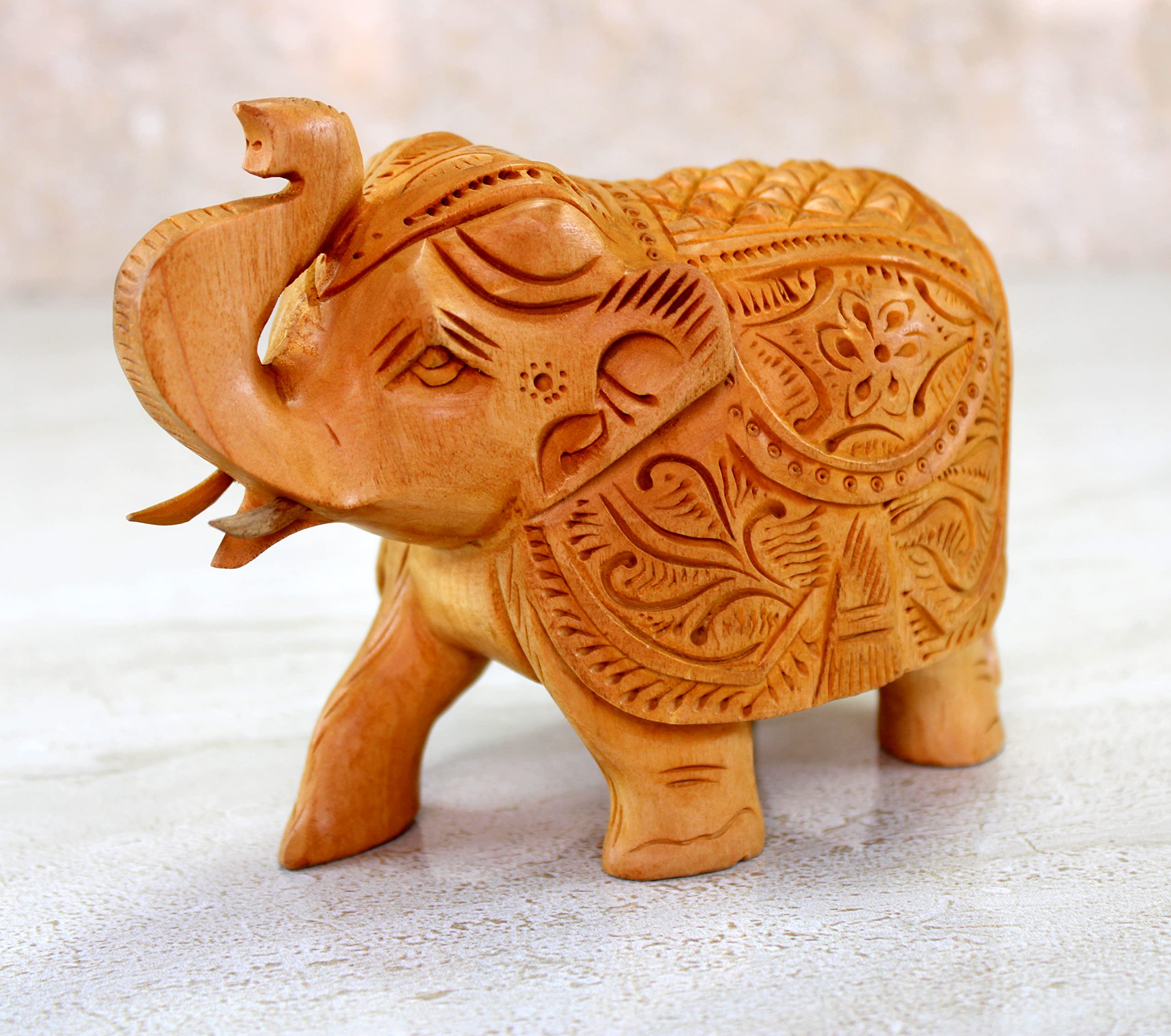 eSplanade Wooden Elephant Sculpture or Showpiece Baby Inside Mother's Tummy Feng Shui Vastu Brings Goodluck Home Decor (Large)