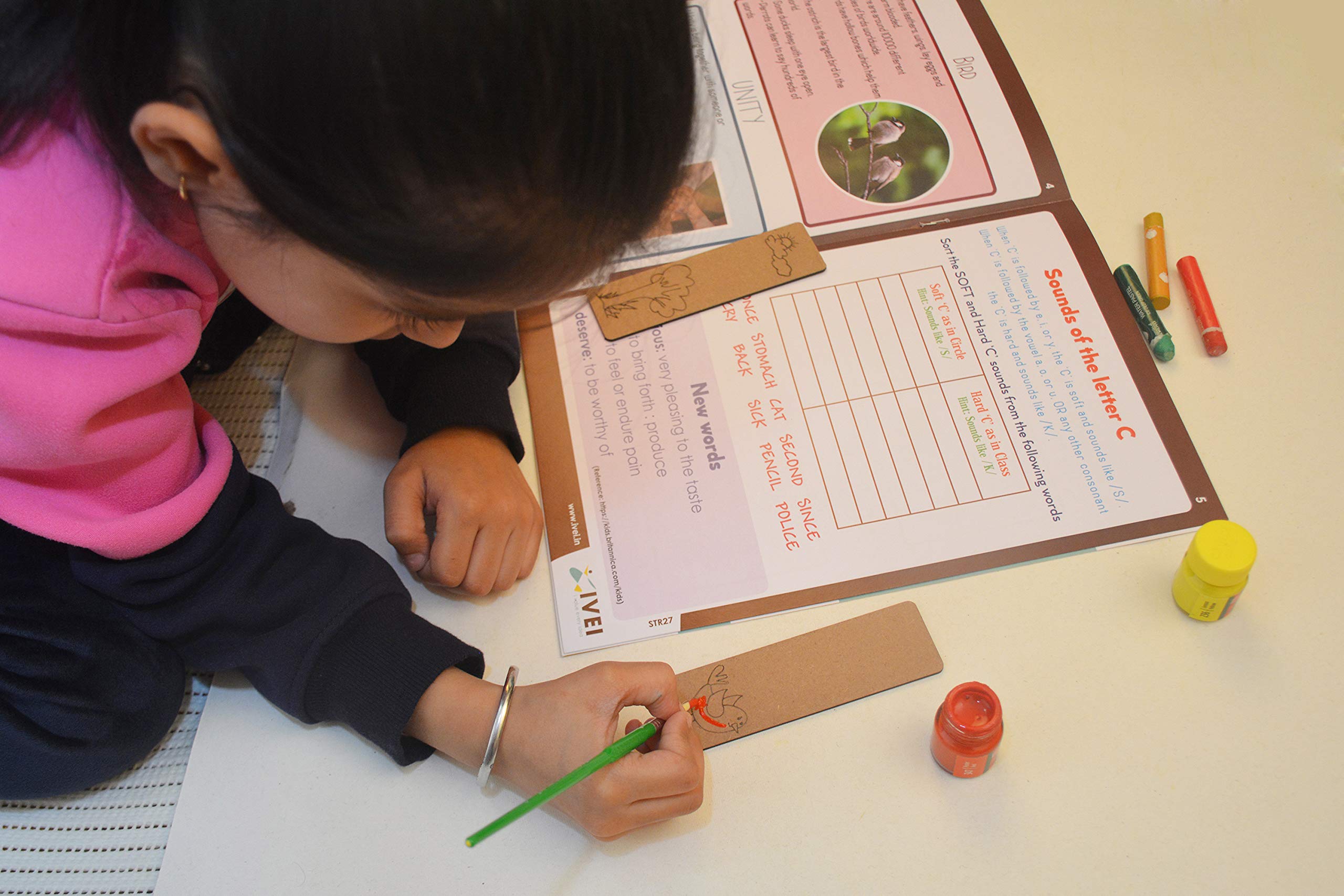 IVEI Panchatantra Story Kids Learning Book - Workbook and 2 DIY Bookmarks - Colouring Activity Worksheets - Creative Fun Activity and Education for Kids - The Bird with Two Heads ( Age 4 to 7 Years )