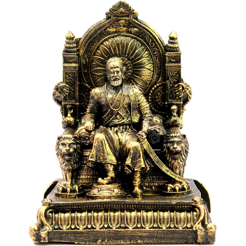 eSplanade Resin Chhatrapati Shivaji Maharaj Statue Idol Sculpture Showpiece Figurine Murti - Golden - 5