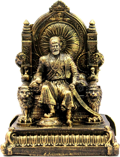 eSplanade Resin Chhatrapati Shivaji Maharaj Statue Idol Sculpture Showpiece Figurine Murti - Golden - 5" Inches