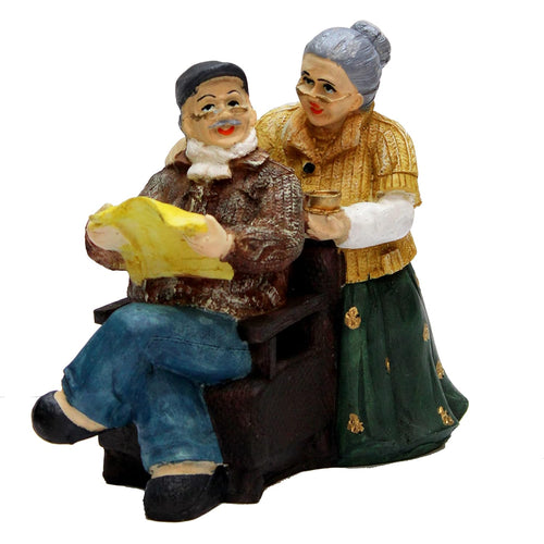 eSplanade Resin Dada Dadi Showpiece Brings Goodluck, Fengshui, Vastu for Home Decor - 6.75
