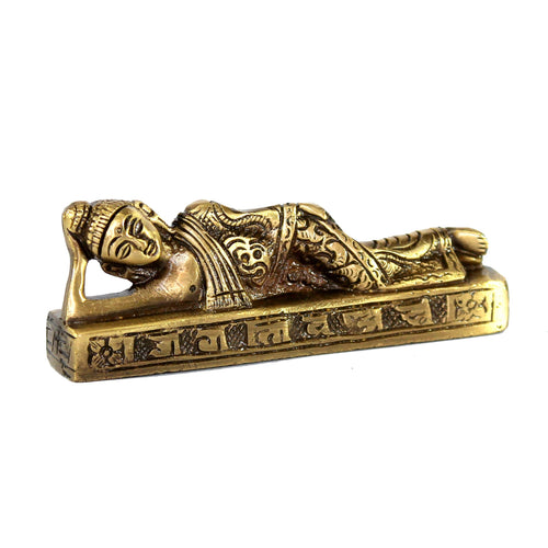 eSplanade Reclining Buddha Statue for Home Decor | Brass Sleeping Buddha Showpiece for Living Room, Meditation, Office Table Desk, Car, Shelf | Tibetan Buddhist Gift | Zen Idol & Figurine | Golden