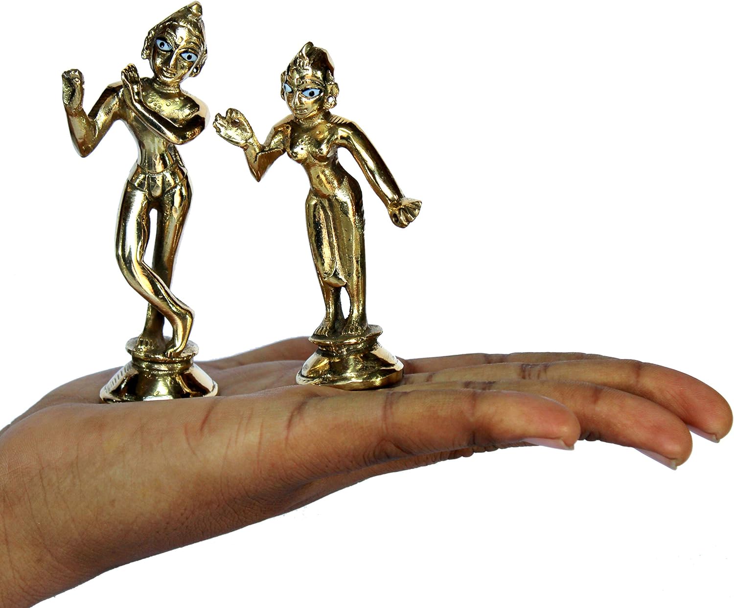 eSplanade - Brass - 4.25" & 5" - Pair of Brass Radha Kishan Krishna Murti Idol Statue Sculpture