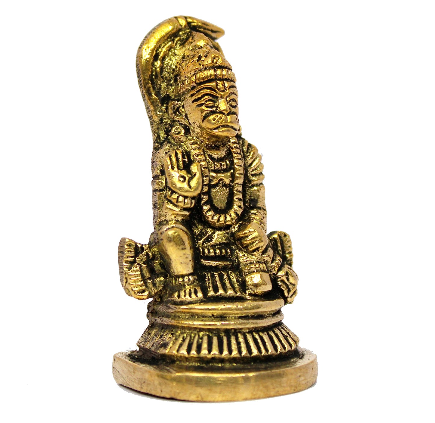 ESPLANADE Brass Hanuman Anjaneya Pavan Putra Bajrangbali Idol Murti Moorti Statue - Golden - 2.5" Inches