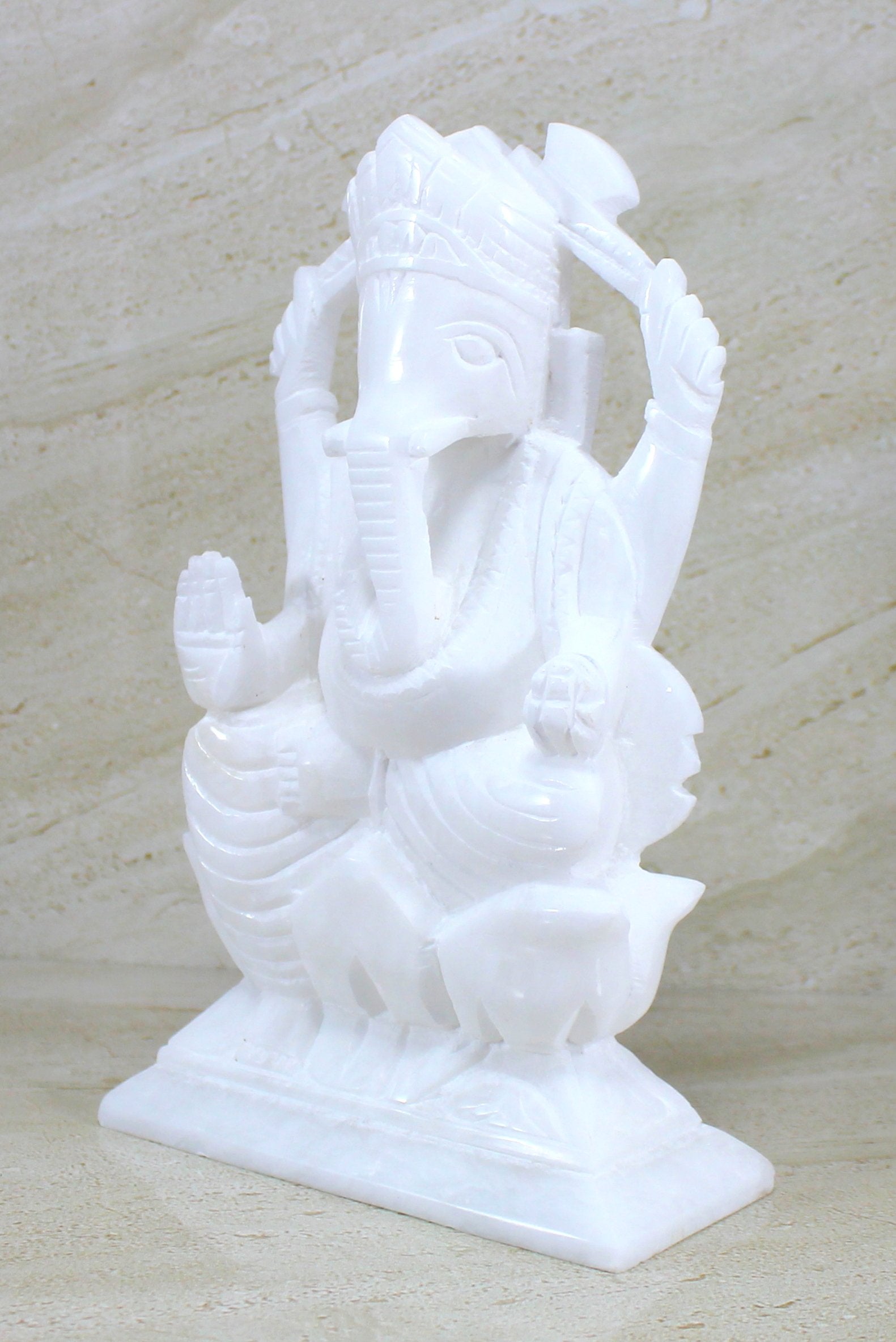StonKraft Marble Ganesh Ganesha Statue Murti Idol - Left trunk