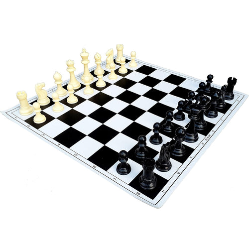 StonKraft 18.2'' x 18.2'' Tournament Roll Up Vinyl Chess with Pieces - Ideal for Professional Players