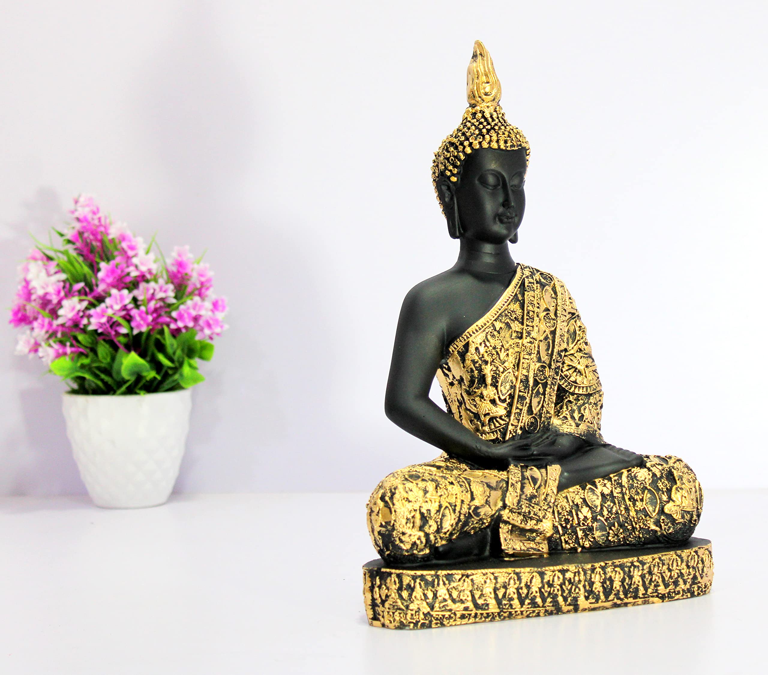 eSplanade Meditating Buddha Statue for Home Decor | Resin Sitting Buddha Showpiece for Living Room, Office Table or Desk, Shelf | Tibetan Buddhist Idol | Zen and Yoga Figurine