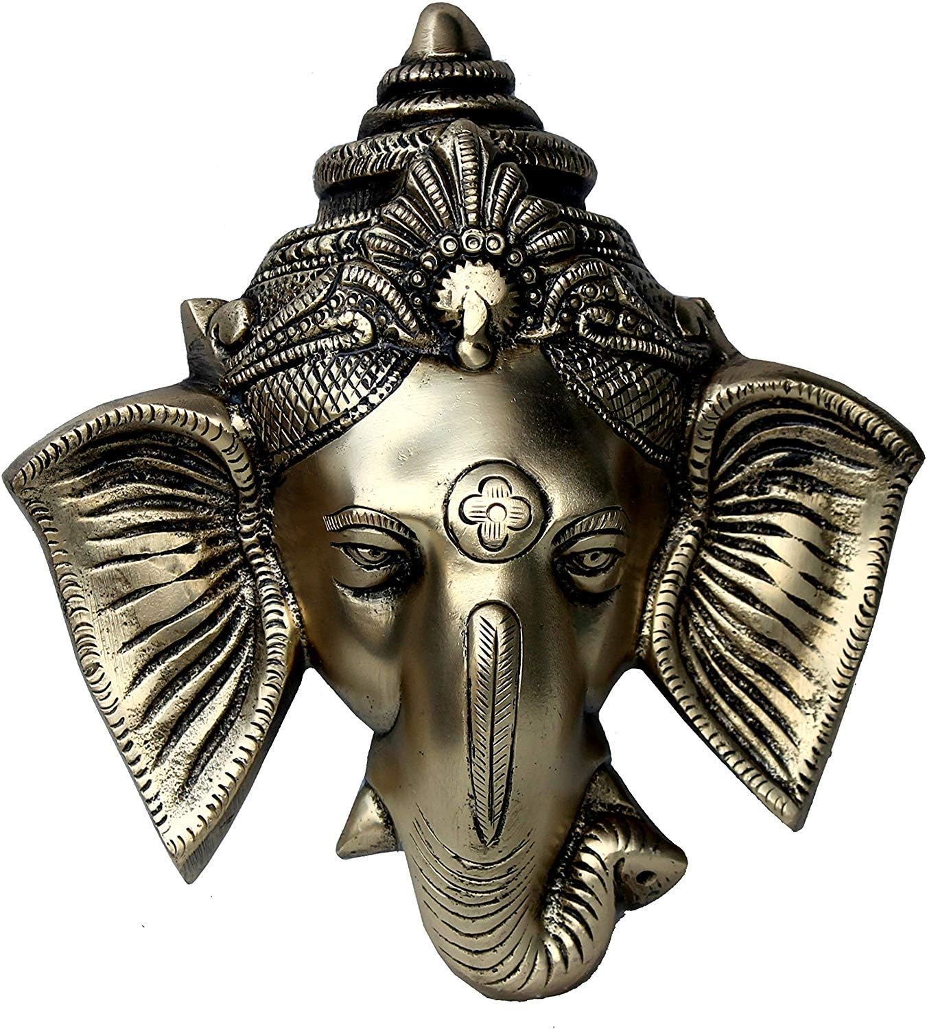 StonKraft - 6" Brass Ganesha Door Hanging - Beautiful Ganesh, Ganapati, Ganapathi, Ganesha Face Wall Hanging for Door Decor and Wall Decor - Great Gift Choice