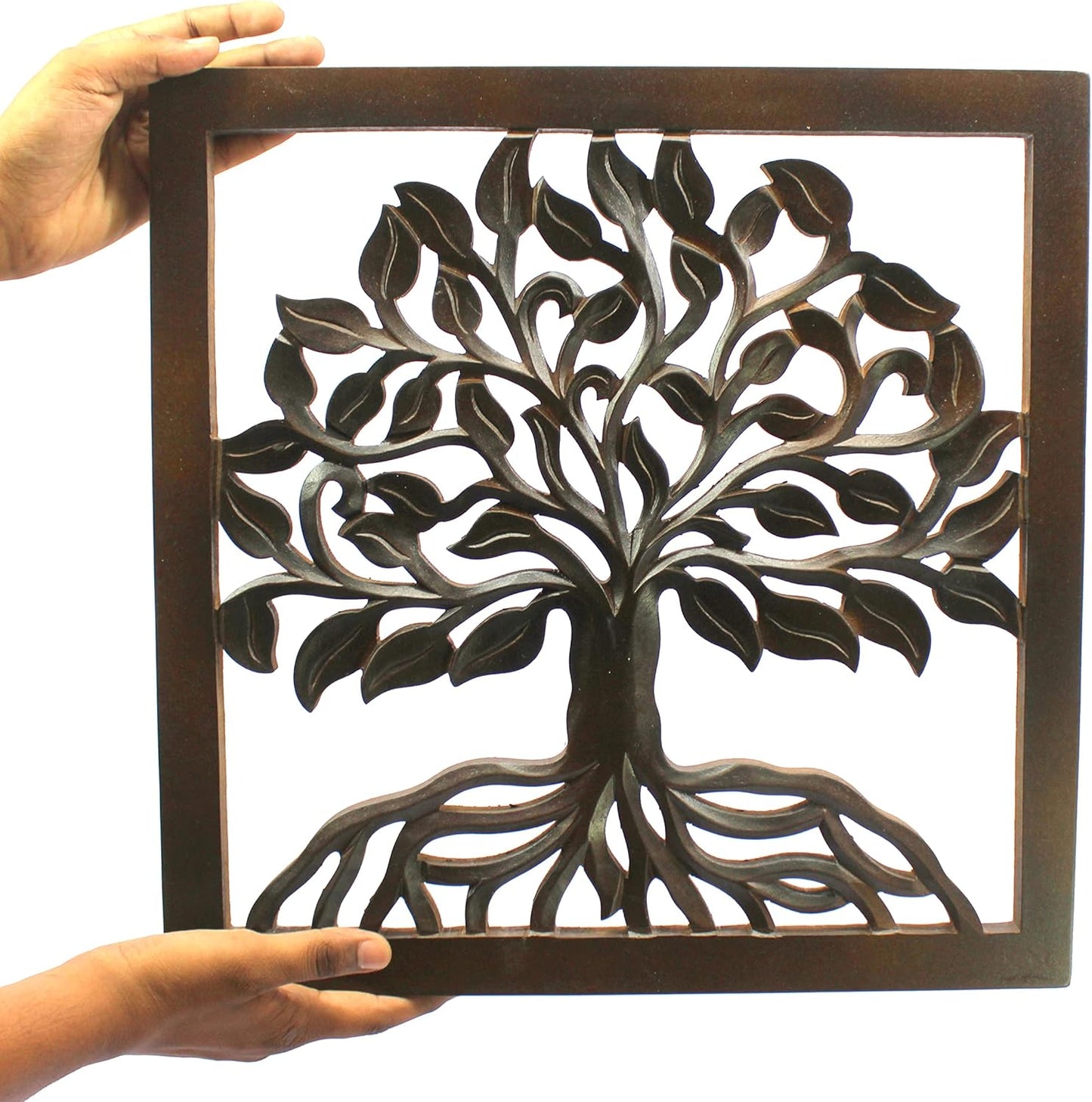 eSplanade Tree of Life Wall Hanging Showpiece | Decorative Items - Home Decor | Wood - Brown - 16" Inches