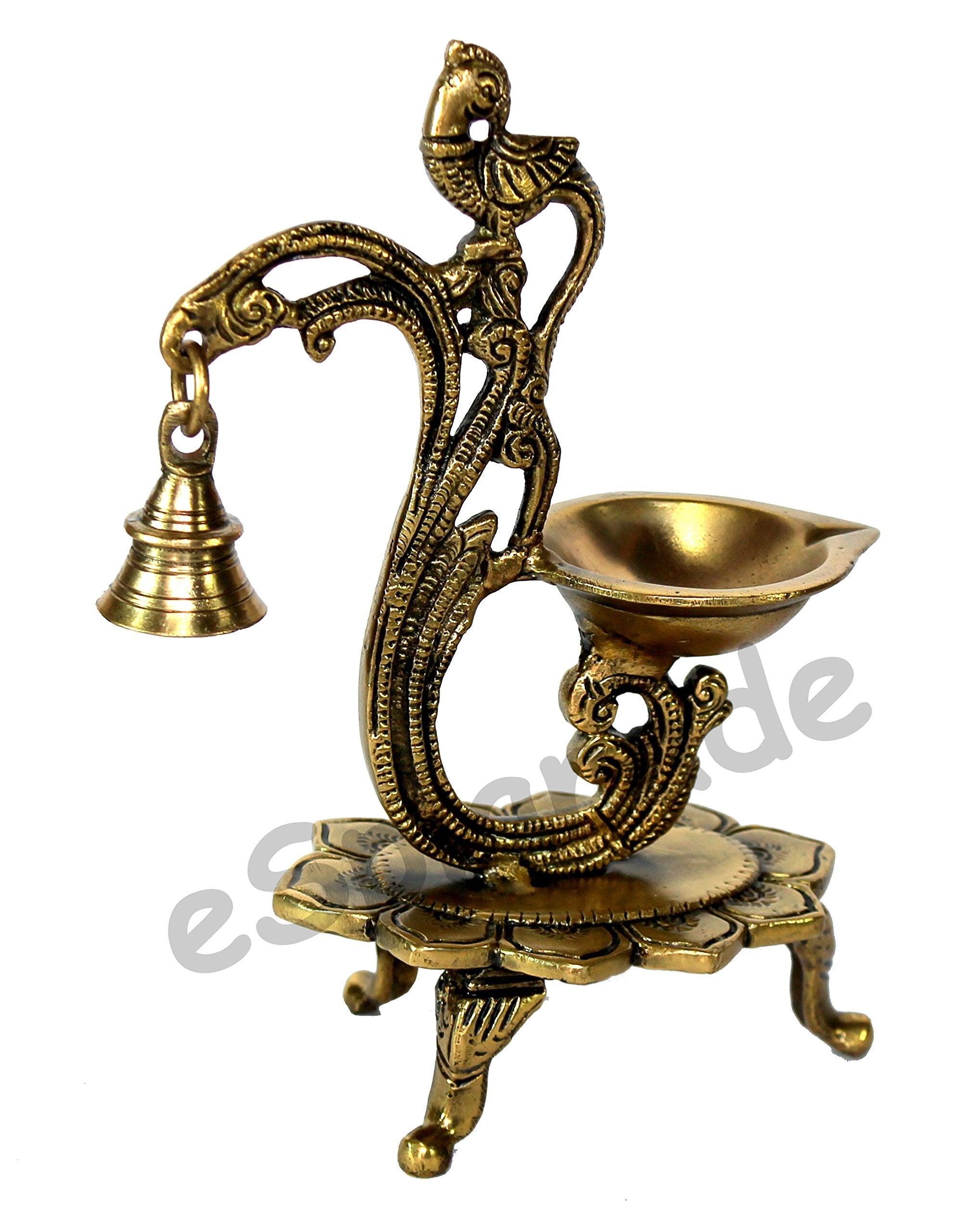 eSplanade - Brass Lotus Shaped Round Dancing Ganesh Diya | Oil Lamp | Home Decor | Brass Diya | Brass Deepam | Brass Lamps | Kuthu Vilakku | Oil Lamp, Lamps for Home and Office
