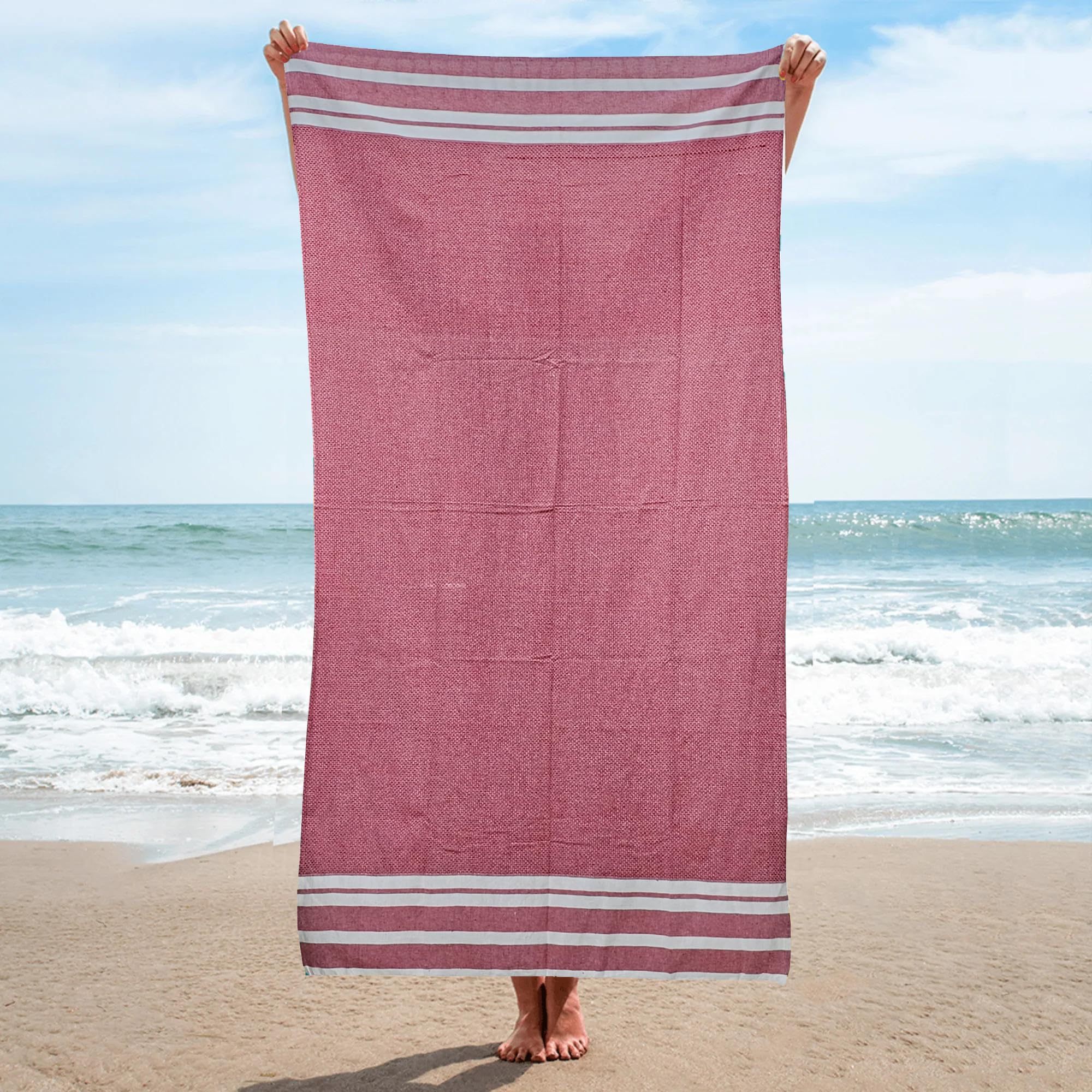 Superior Absorbent 100% Cotton Bath Towel - Ideal for Beach & Travel, Quick-Dry, Lightweight | Fast Drying | Multi-Purpose Towels | Striped