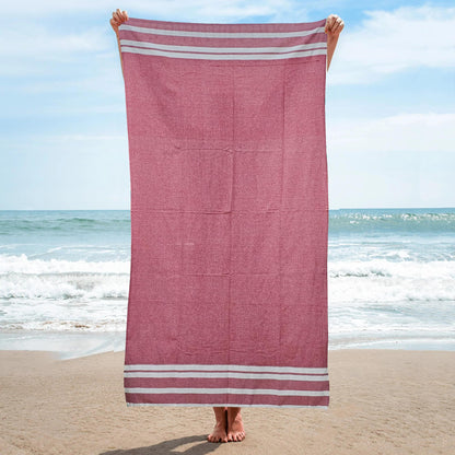 Superior Absorbent 100% Cotton Bath Towel - Ideal for Beach & Travel, Quick-Dry, Lightweight | Fast Drying | Multi-Purpose Towels | Striped (Smoke) (Sky Blue)