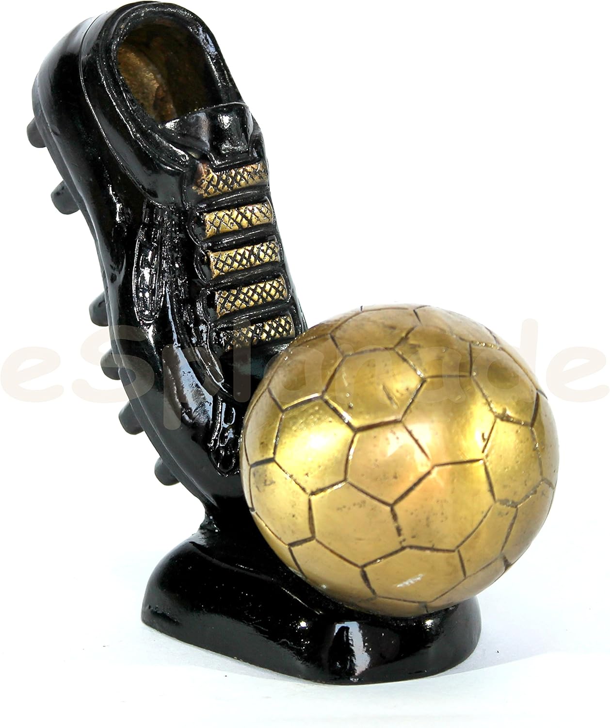 Brass Decorative Soccer Ball and Shoe Showpiece | Home Decor | Brass Sculpture | World Cup Golden Boot Trophy Look-alike | European Golden Shoe Look-alike