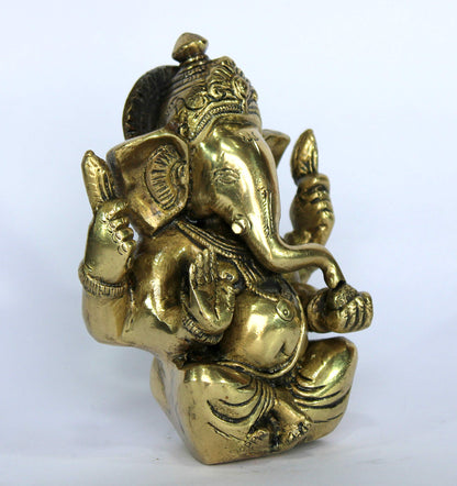 eSplanade 5" Ganesha Brass Showpiece | Home Decor | Ganesh Ganesha Ganpati Ganapati Murti Idol (Sitting Ganesha)