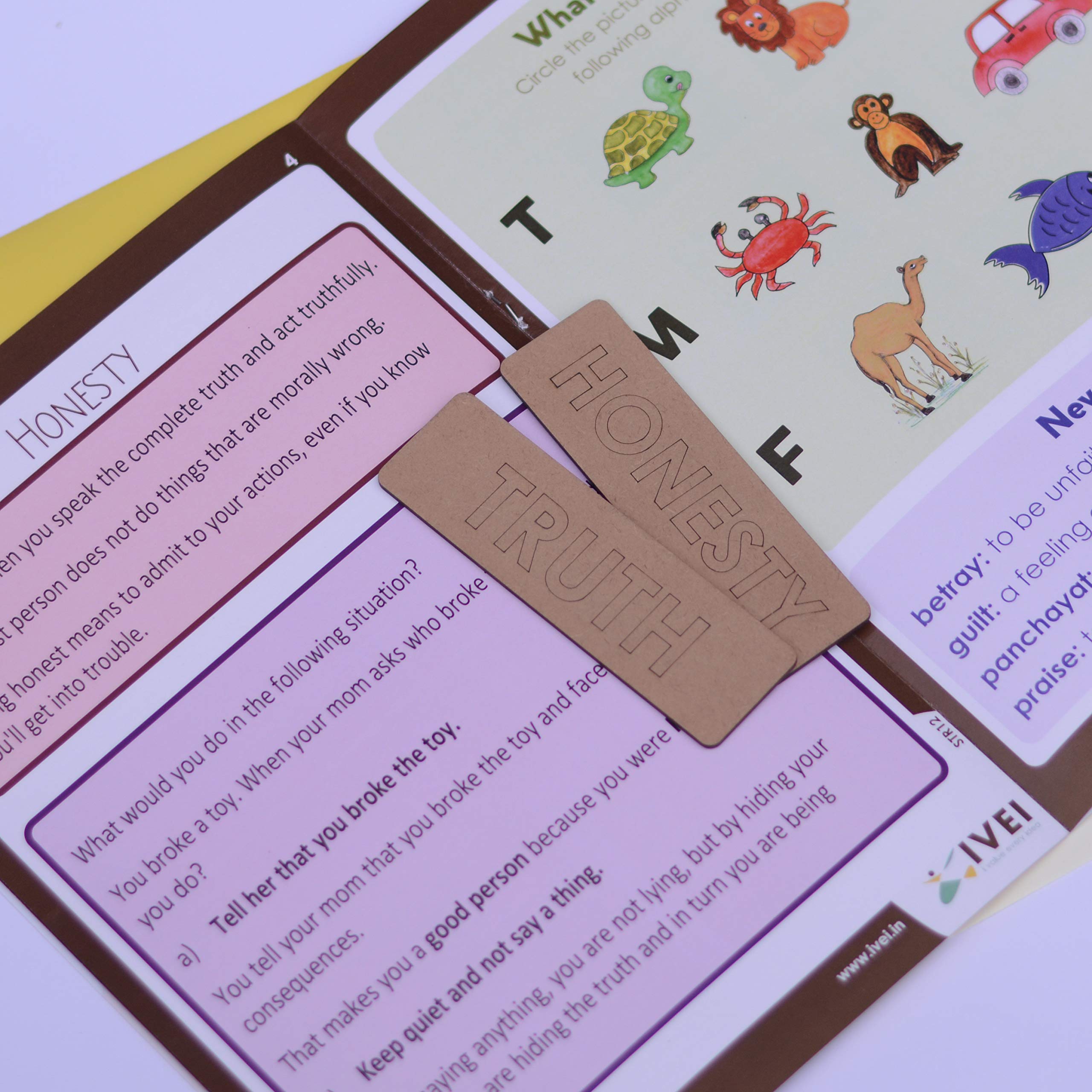 IVEI Panchatantra Kids Learning Book - Workbook and 2 DIY Bookmarks of Panchatantra Story - Colouring Activity Worksheets - Creative Fun Activity and Education For Kids - Right And Wrong