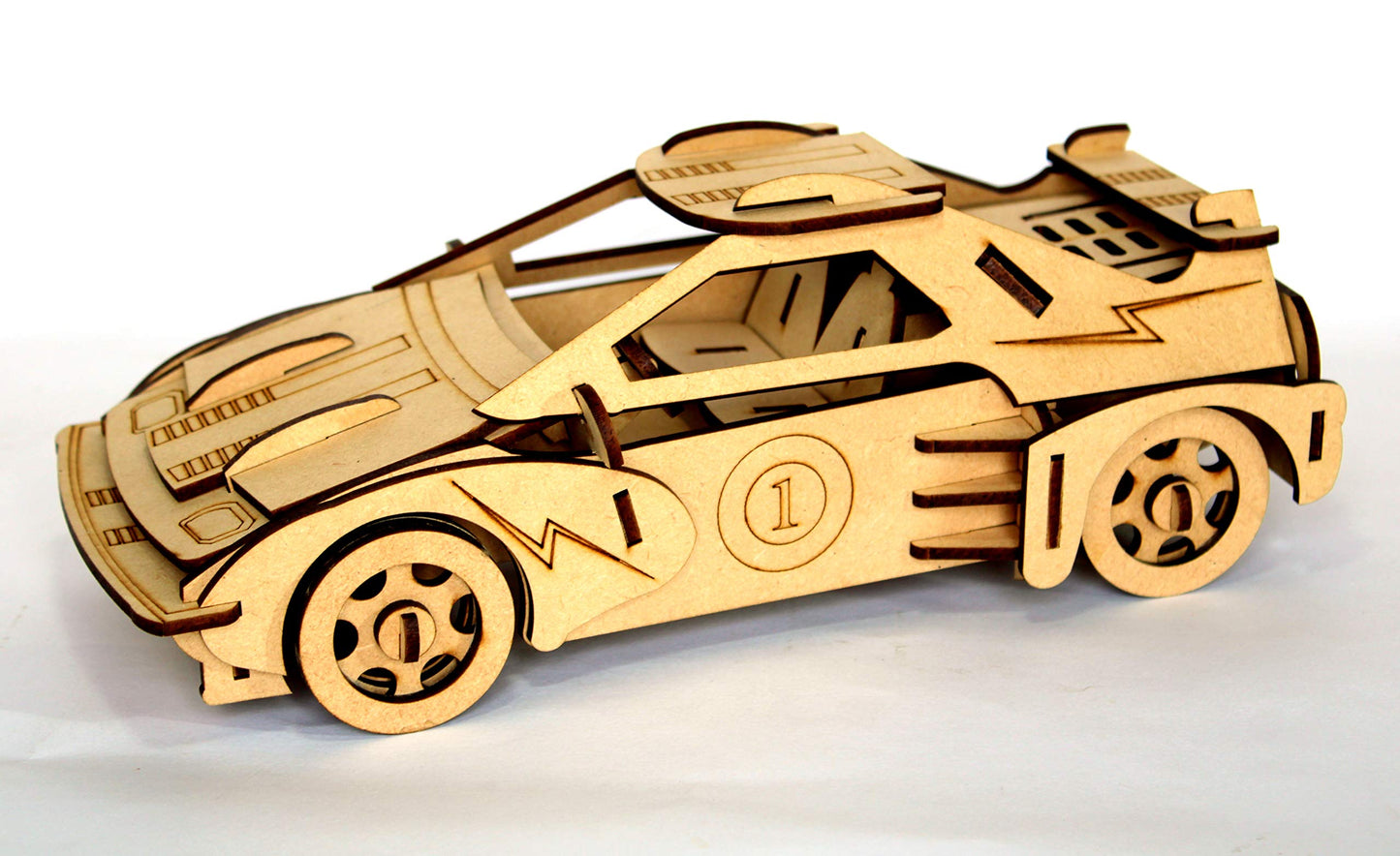 StonKraft 3D Wooden Puzzle Sports Car - Wooden, DIY, Build your own, Construction Toy, Modeling Kit | MDF Toys Car