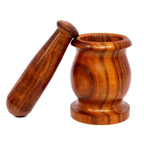 KLEO Wooden Grinder Masher for Spices & Medicine | Okhli Musal Set | Mortar Pestle Set | Imaam Dasta, Kharal, Khalbatta for Kitchen (‎Indo 3.5IN Okhli)