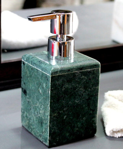 KLEO Soap/Lotion Dispenser - Made of Genuine Indian Marble - Luxury Bathroom Accessories Bath Set - Black/Grey