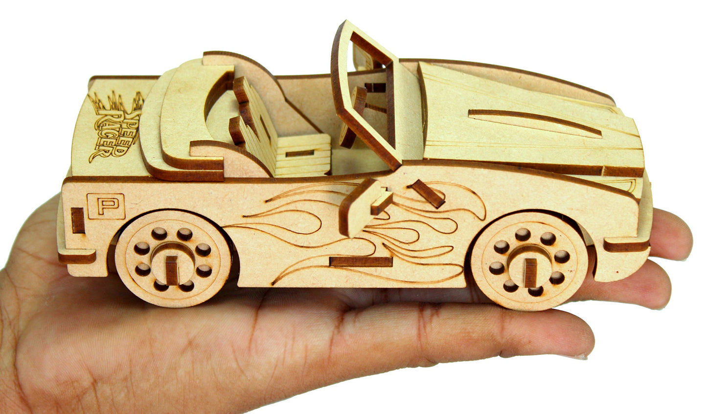 StonKraft 3D Wooden Puzzle Car - Wooden, DIY Kit, Build Your own, Construction Toy, Modeling Kit | MDF Toys Car