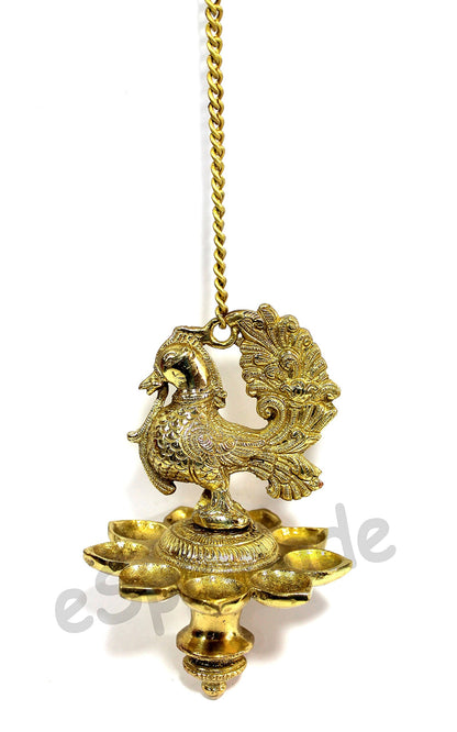 eSplanade - Krishna Wall Hanging Diya with Bells & Chain | Oil Lamp | Home Decor | Diya, Deepak, Deepam - Brass