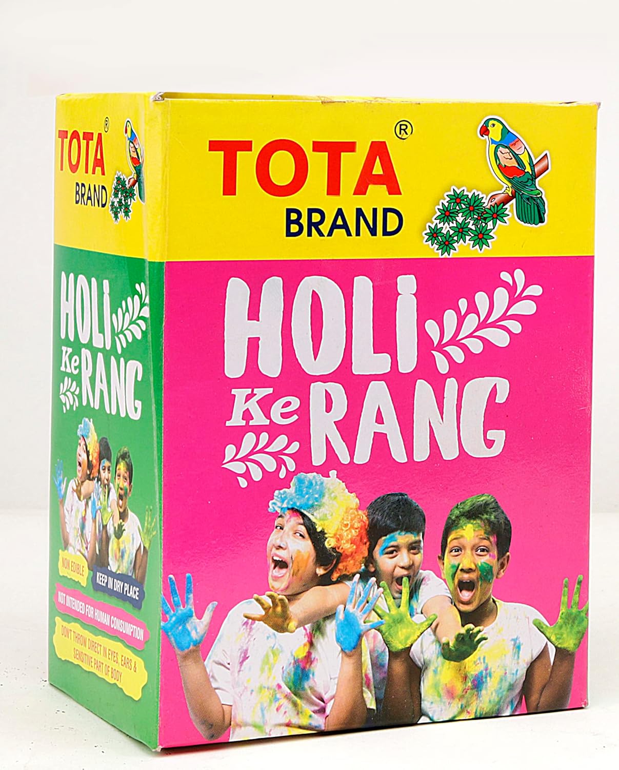 TOTA Holi Ke Rang Ð 5 Shades of Gulal Holi Colours for Gender Reveal | Red Orange Green Yellow Pink | 100% NonToxic Herbal Holi Color Gift Box Ð 375 Gm