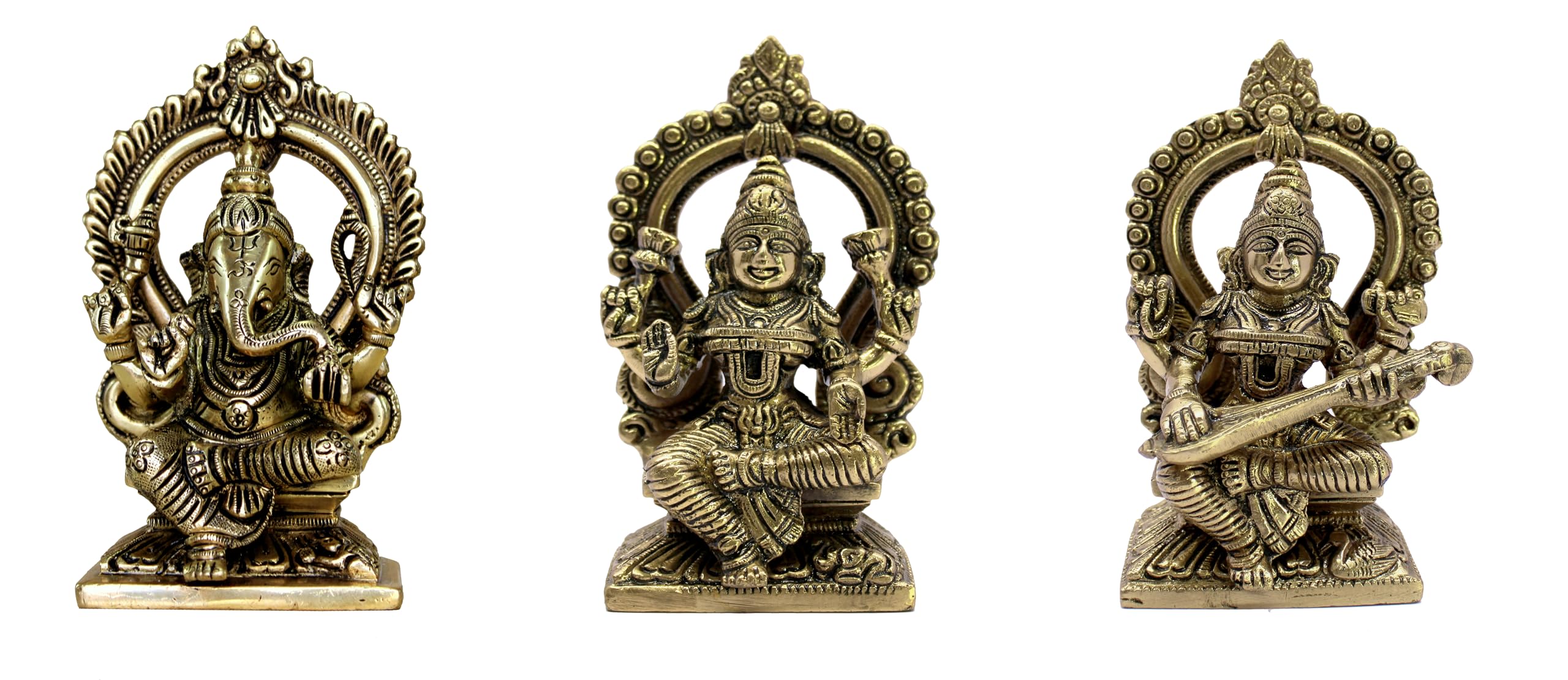ESPLANADE - Laxmi Ganesh Saraswati Idols | Ganesha Lakshmi Sculpture Murti Idol Statue | for Home Temple, Office Mandir, Home Decor (5.9" Height)