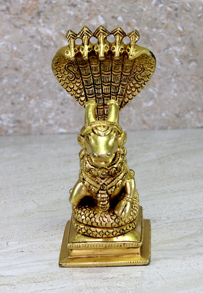 eSplanade Brass Sheshnag Nandi Statue Pooja Idols | Home Decor - Height 6" Inches